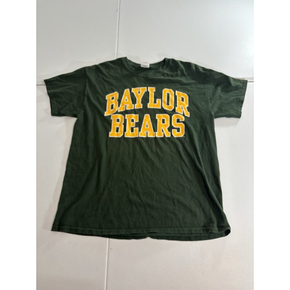 Baylor University Dark Green T Shirt Gold Letters Mens Size Large